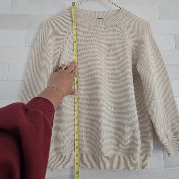 Max Mara Weekend Cotton Knit Ecru Ivory Cream Beige Crewneck Sweater Small - Picture 3 of 7